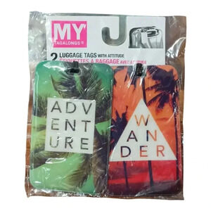 NEW My TagAlongs 2 Pc Set of Tropical/Palm Trees Luggage Tags